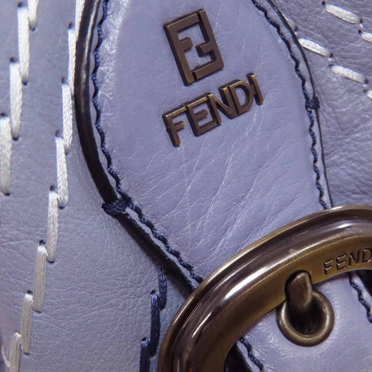 FENDI Shoulder Bag leather Brown stitch one belt