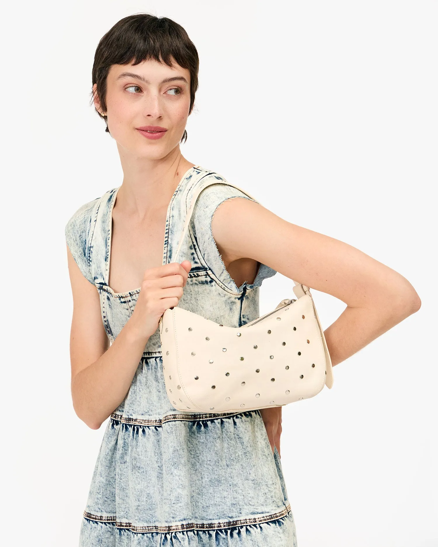 Fleurine Handbags - Shoulder - Fleurine Cream W/ Studs