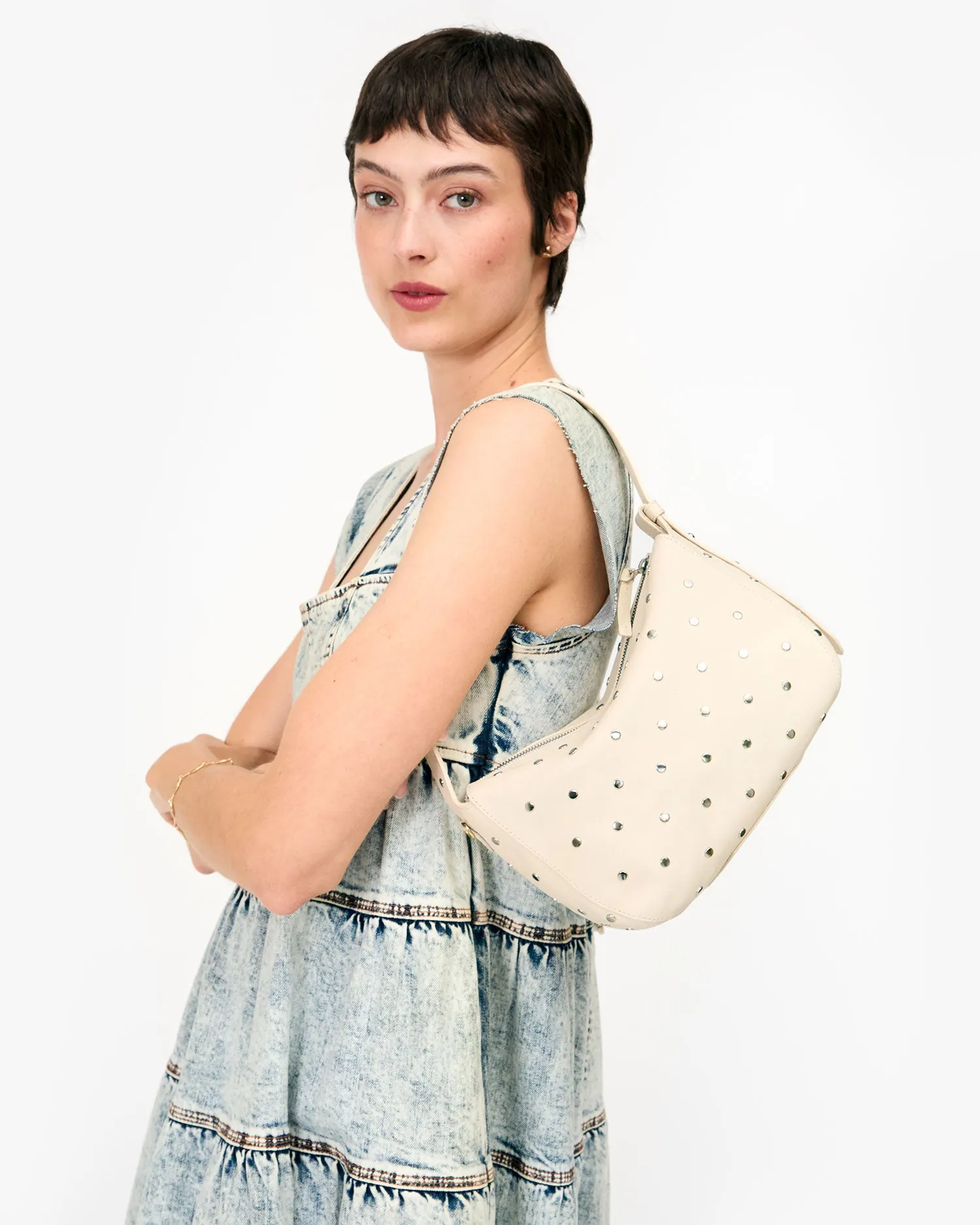 Fleurine Handbags - Shoulder - Fleurine Cream W/ Studs