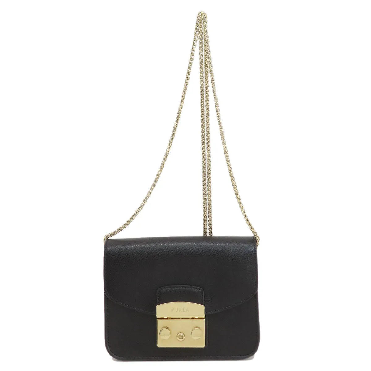 Furla Shoulder Bag leather black metropolis Women Used