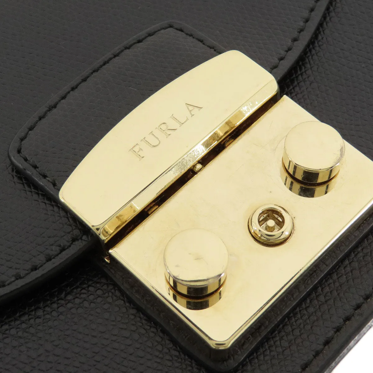Furla Shoulder Bag leather black metropolis Women Used