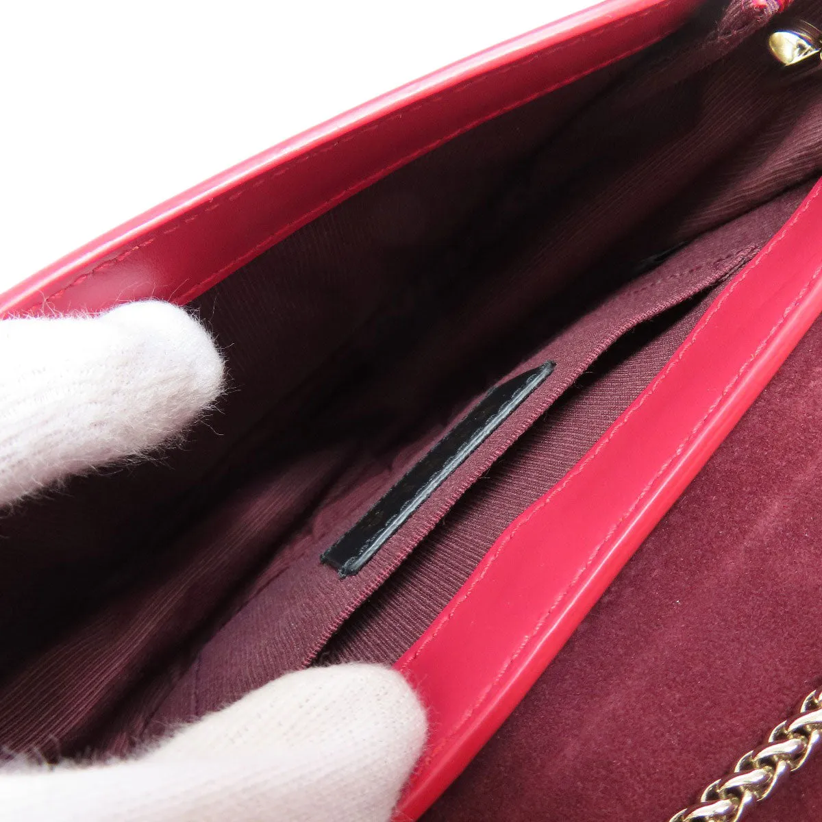 Furla Shoulder Bag leather Red ChainShoulder Women Used