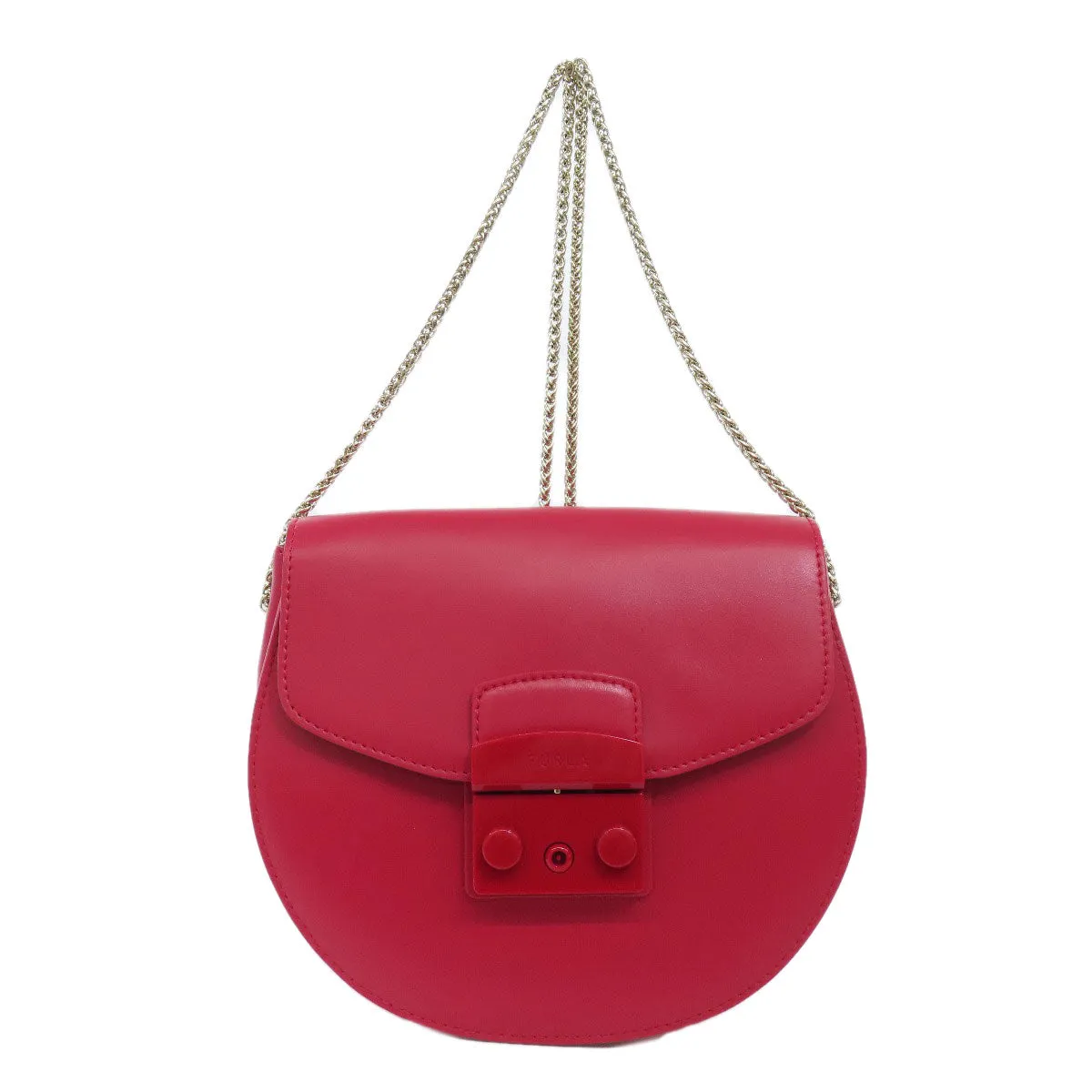 Furla Shoulder Bag leather Red ChainShoulder Women Used