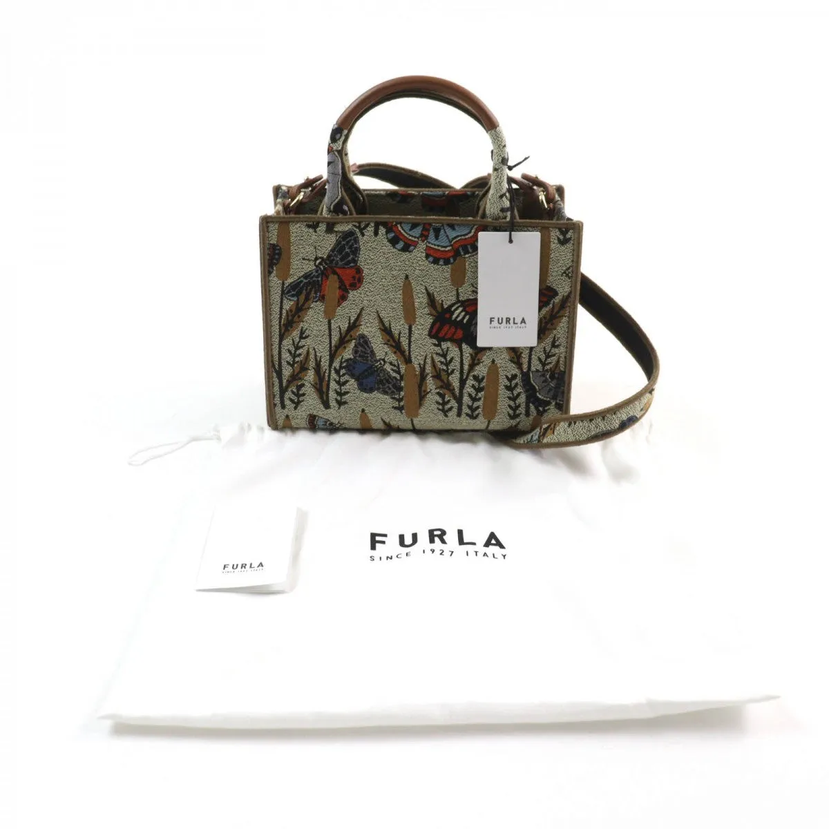 Furla Shoulder Bag WB00352 Polyester , Cotton , Piscose , Leather Multi Opportunity Butterfly Mini Tote Bag