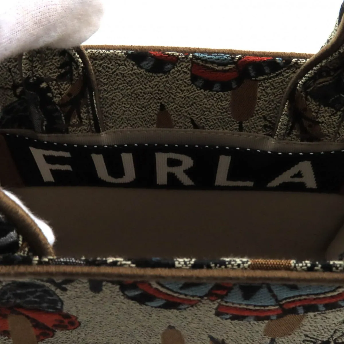 Furla Shoulder Bag WB00352 Polyester , Cotton , Piscose , Leather Multi Opportunity Butterfly Mini Tote Bag
