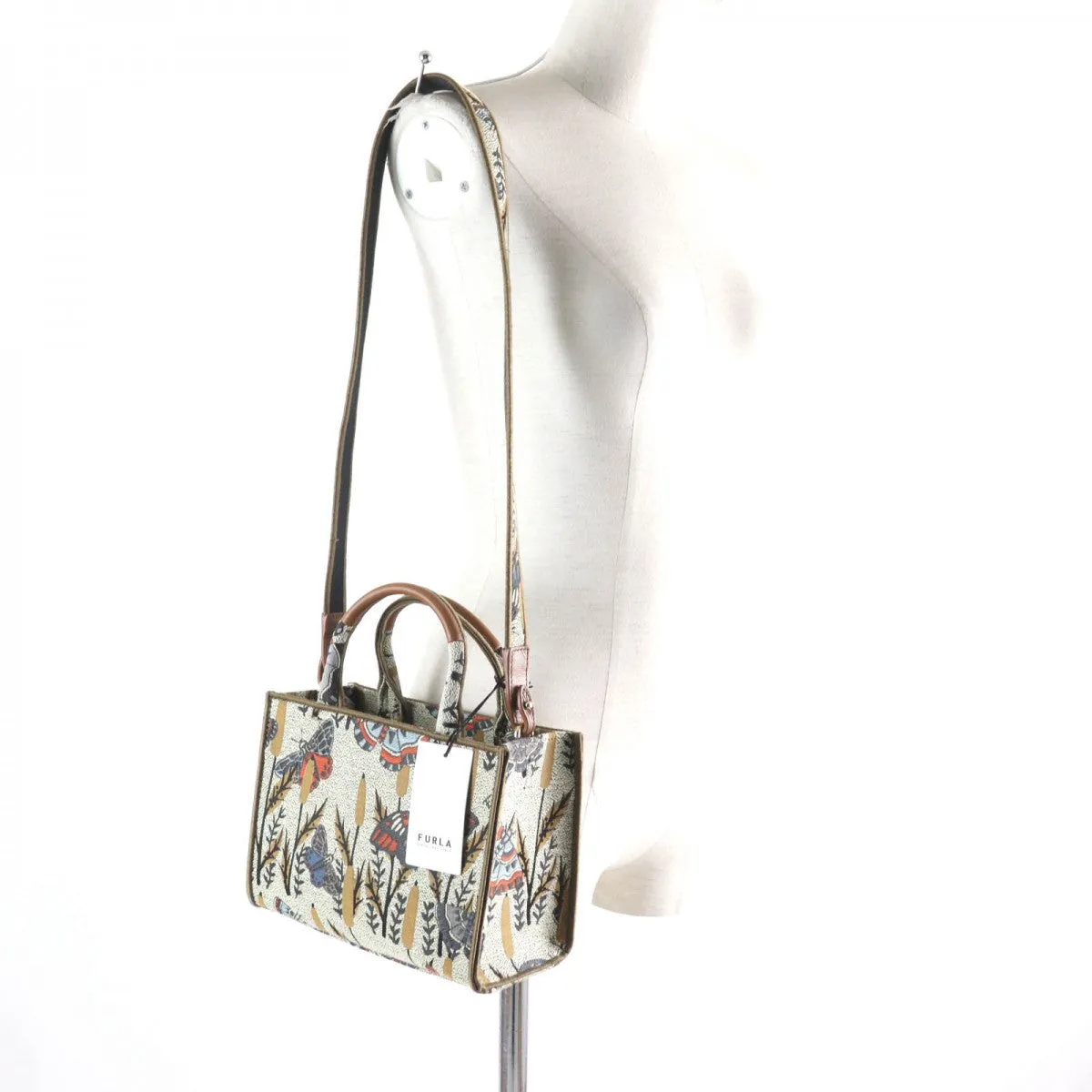 Furla Shoulder Bag WB00352 Polyester , Cotton , Piscose , Leather Multi Opportunity Butterfly Mini Tote Bag
