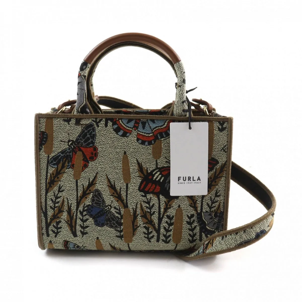 Furla Shoulder Bag WB00352 Polyester , Cotton , Piscose , Leather Multi Opportunity Butterfly Mini Tote Bag