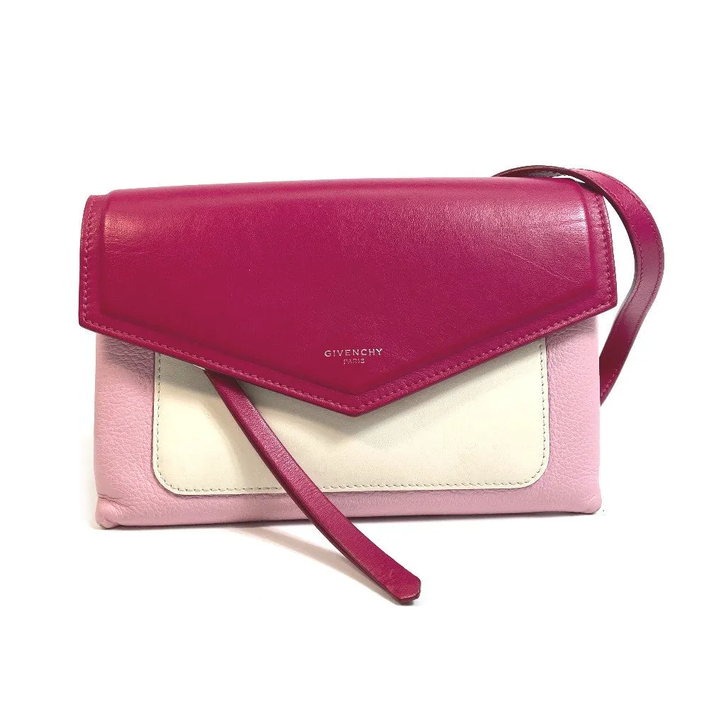 GIVENCHY Shoulder Bag leather Pink x White flap duet Women Used
