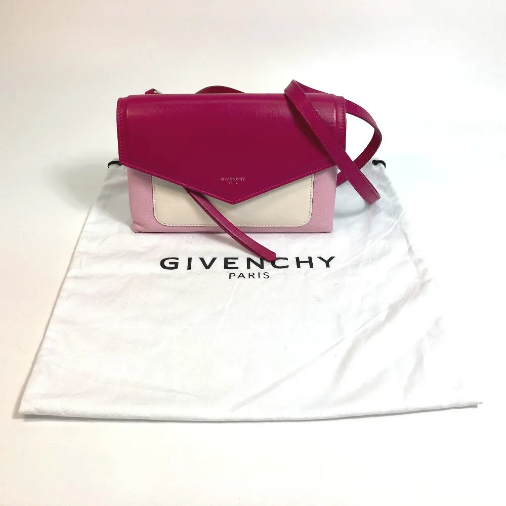 GIVENCHY Shoulder Bag leather Pink x White flap duet Women Used