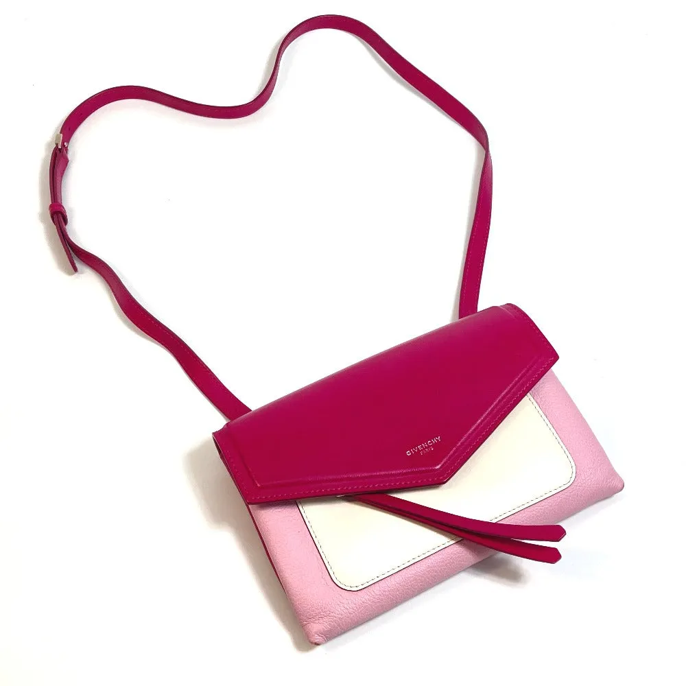 GIVENCHY Shoulder Bag leather Pink x White flap duet Women Used