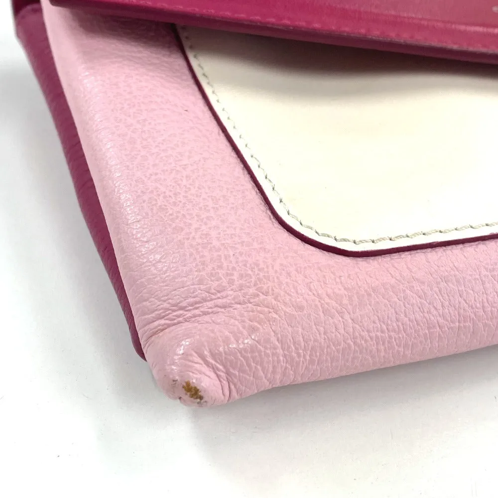 GIVENCHY Shoulder Bag leather Pink x White flap duet Women Used