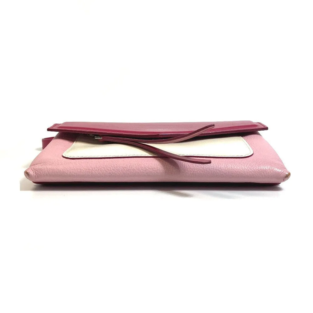 GIVENCHY Shoulder Bag leather Pink x White flap duet Women Used