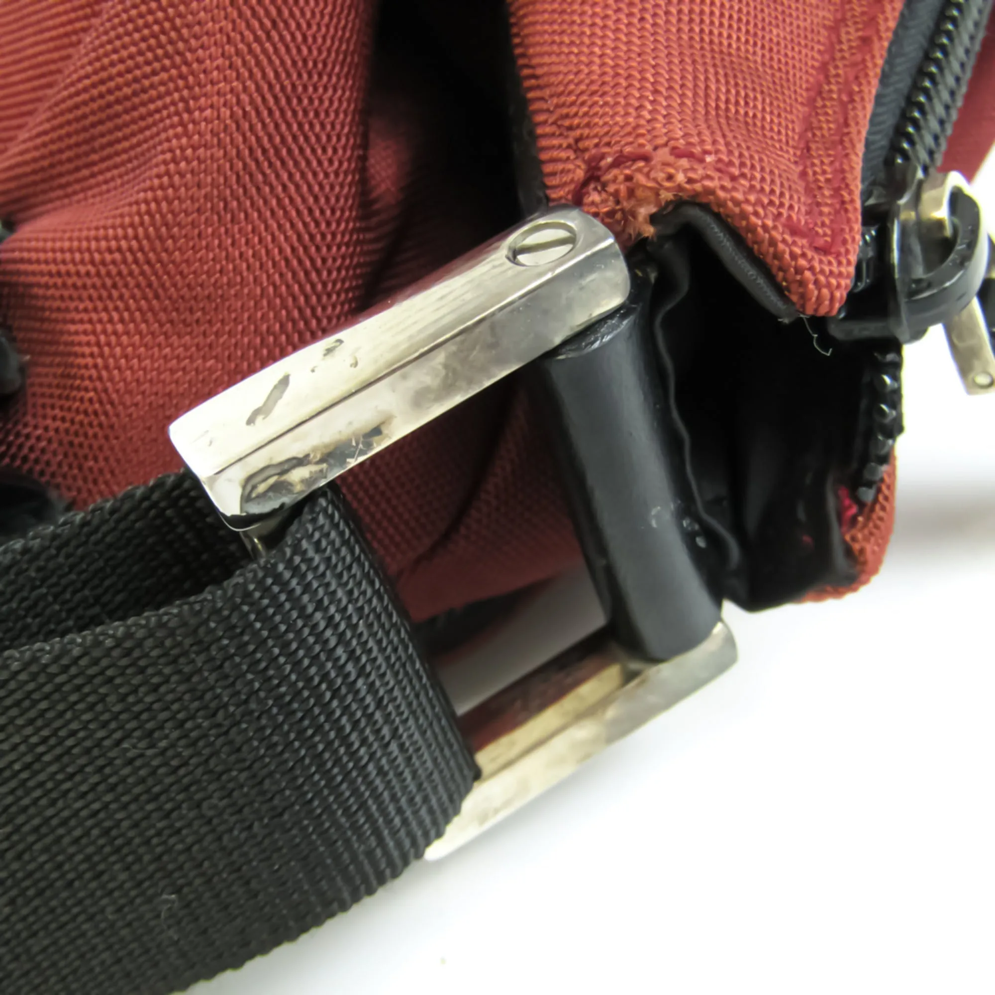 Gucci 019 0312 Unisex Nylon Canvas,Leather Messenger Bag,Shoulder Bag Red Brown
