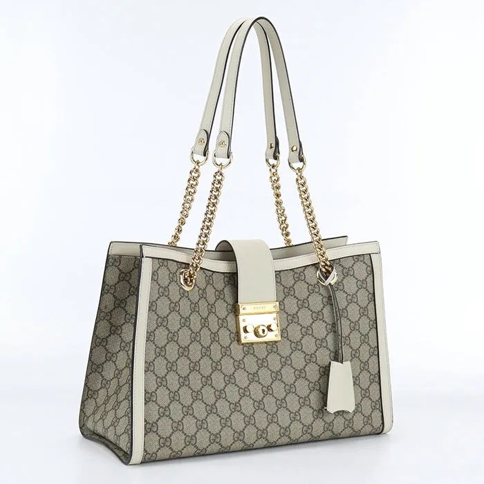 GUCCI 479197 GG Medium tote bag Padlock Shoulder PVC beige Women