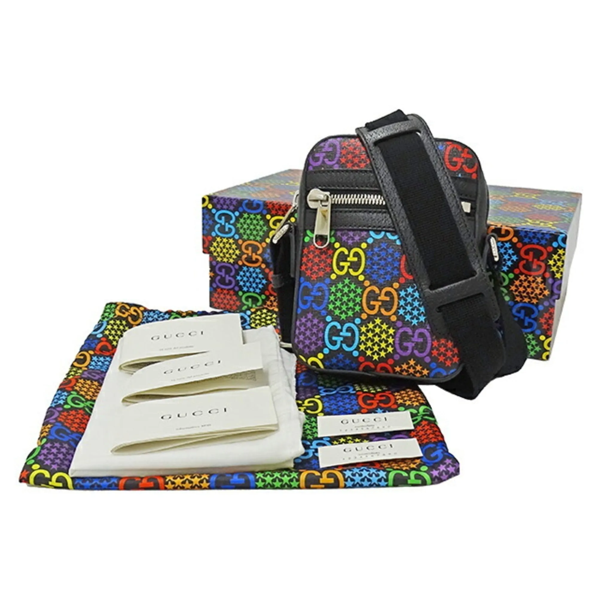 GUCCI bag ladies men's psychedelic shoulder black multicolor 598103