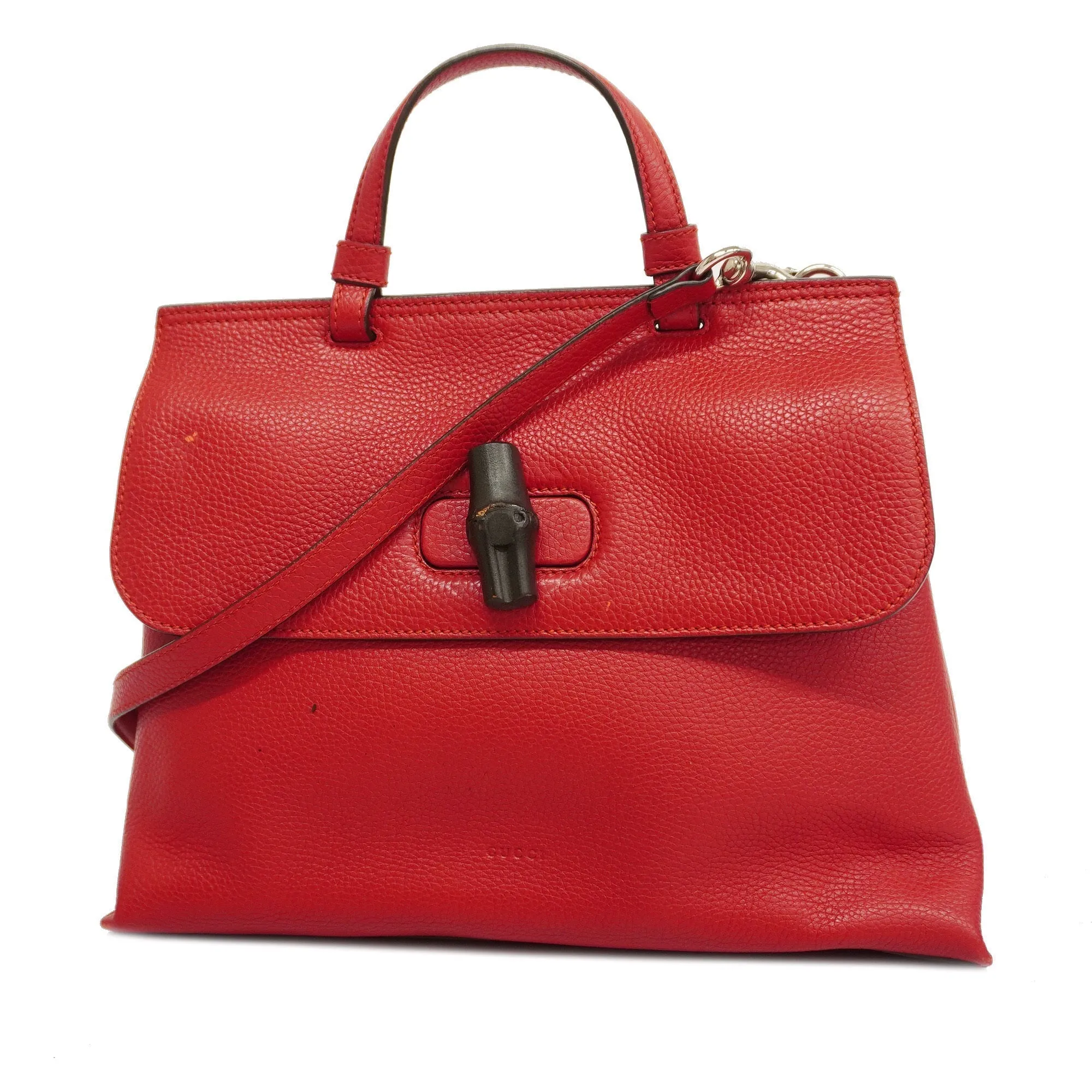 Gucci  Bamboo 2way Bag 392013 Women's Leather Handbag,Shoulder Bag Red Color