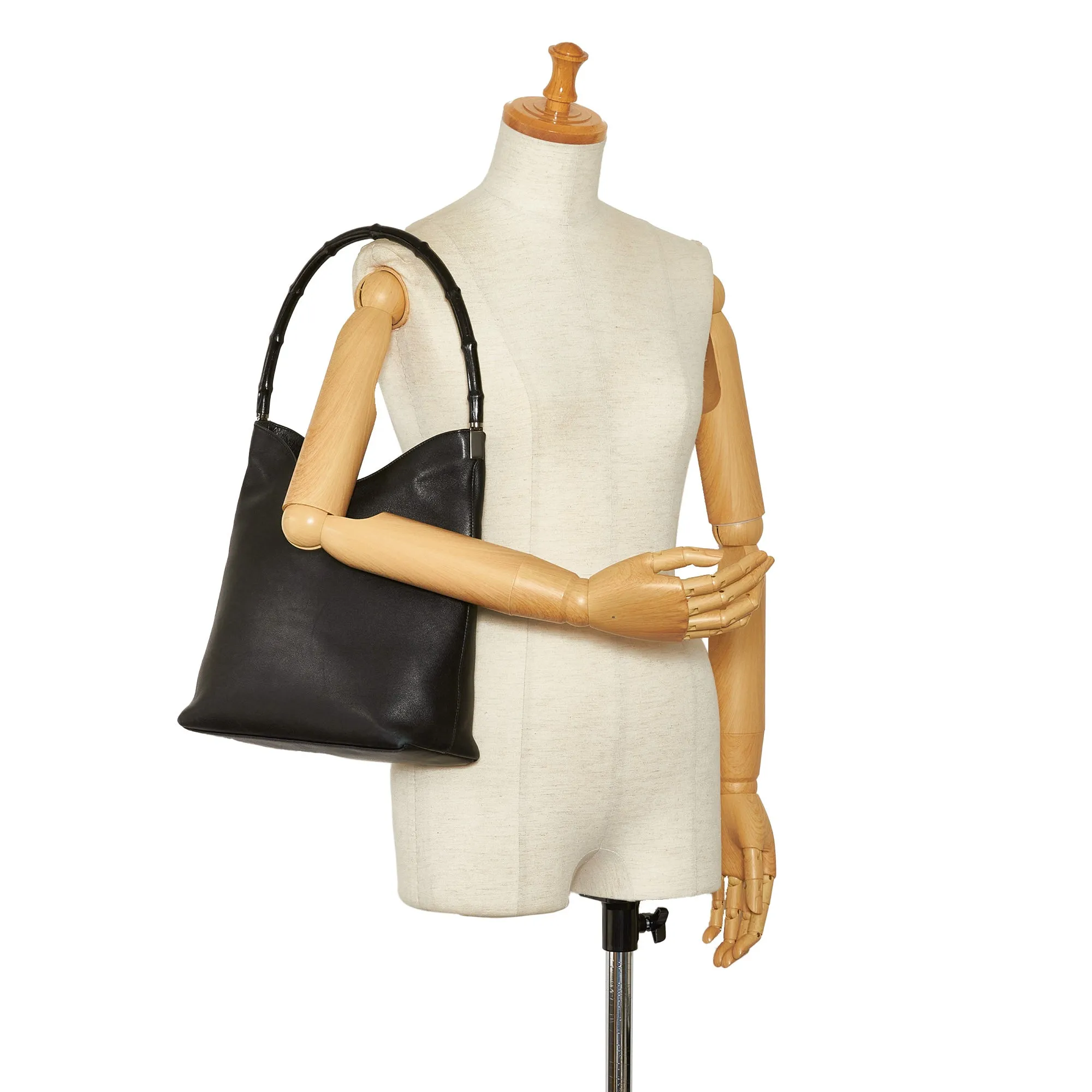GUCCI Bamboo Leather Shoulder Bag