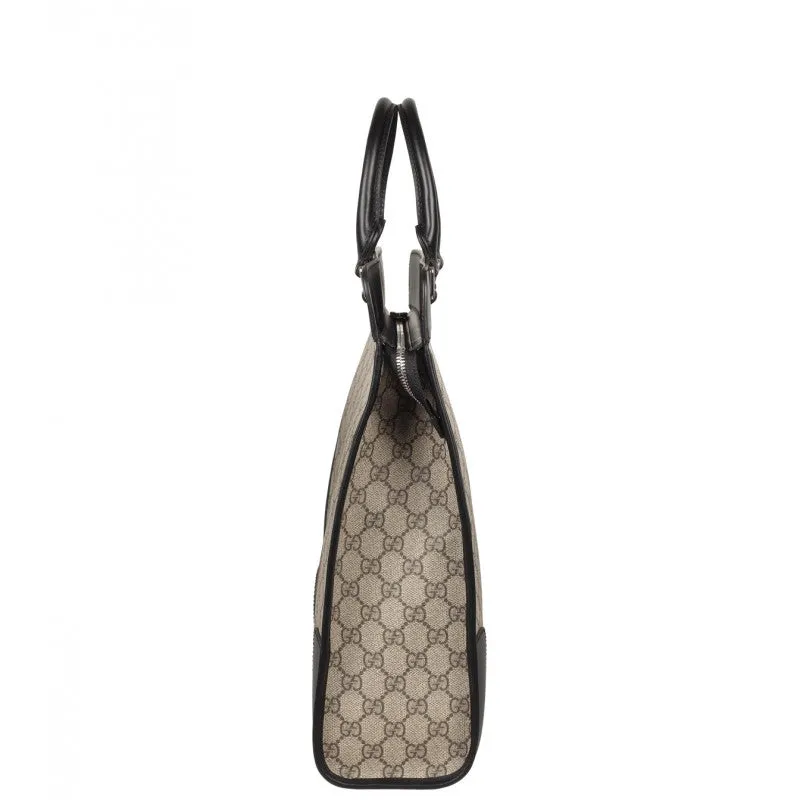 Gucci Beige & ebony web Stripe GG Supreme Canvas Tote Bag