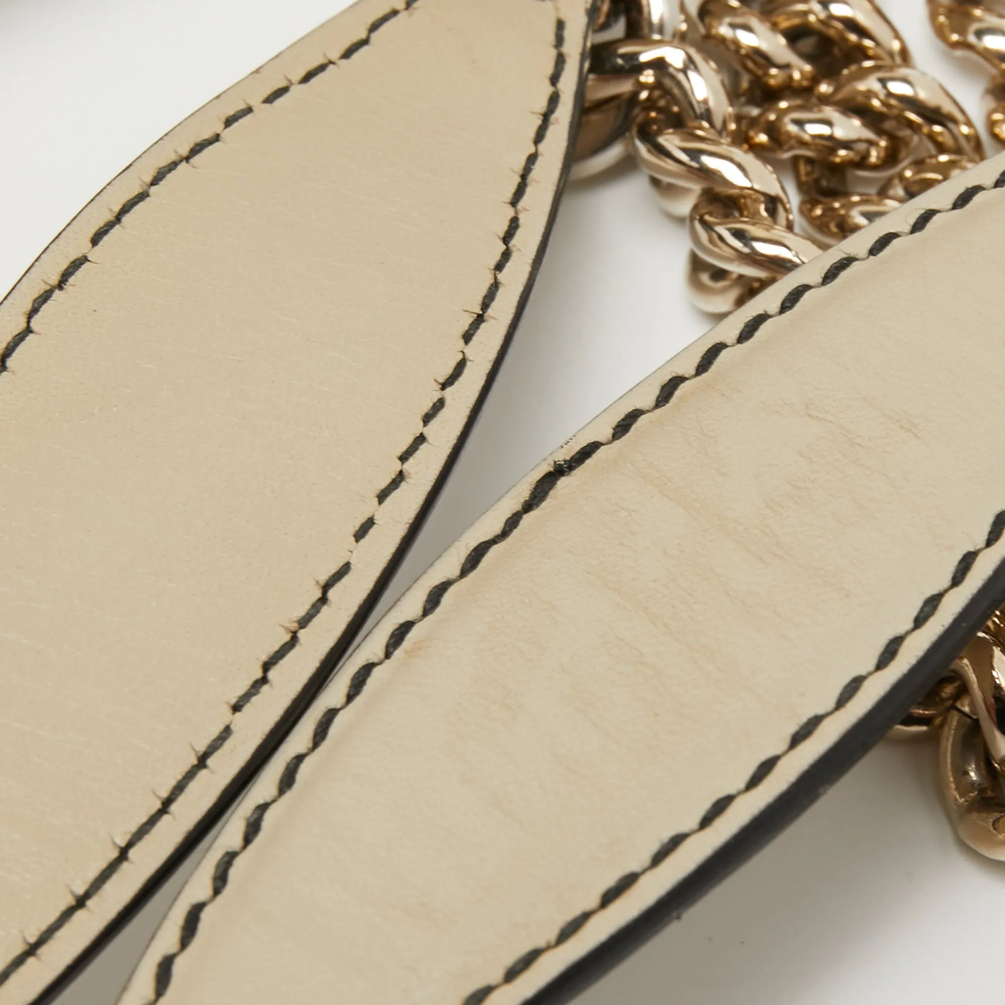 Gucci Beige GG Canvas and Leather Large Emily Chain Shoulder Bag