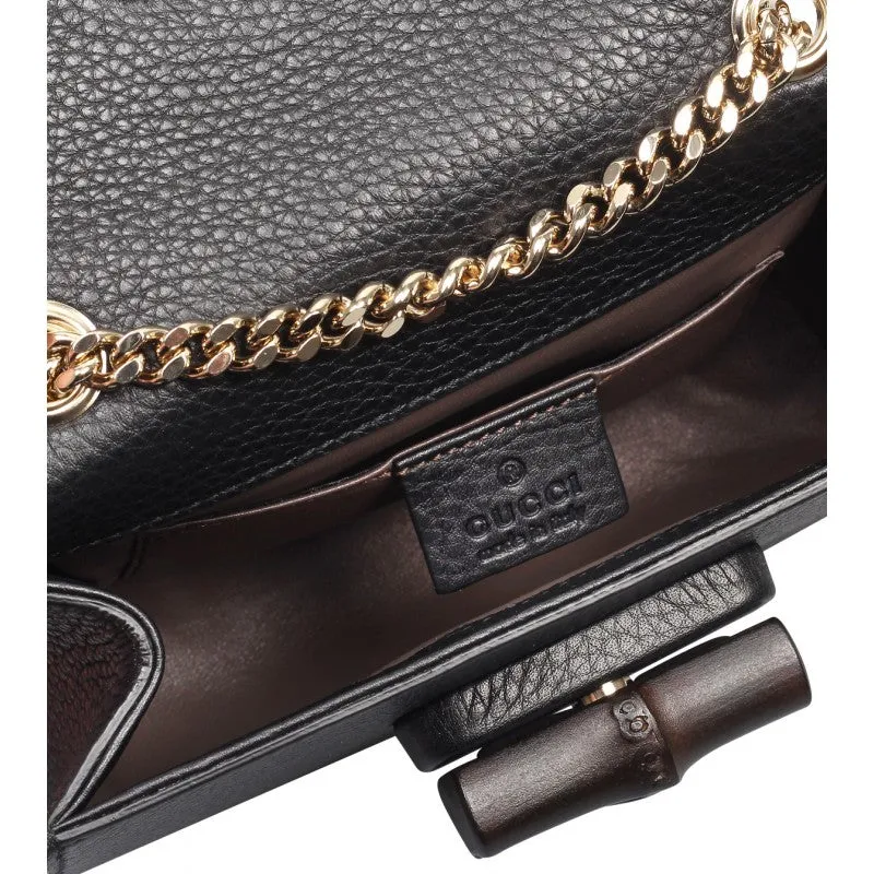 Gucci Black leather Miss Bamboo shoulder bag