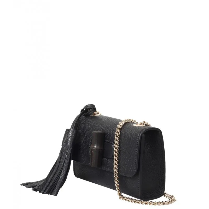 Gucci Black leather Miss Bamboo shoulder bag