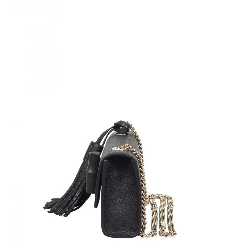 Gucci Black leather Miss Bamboo shoulder bag