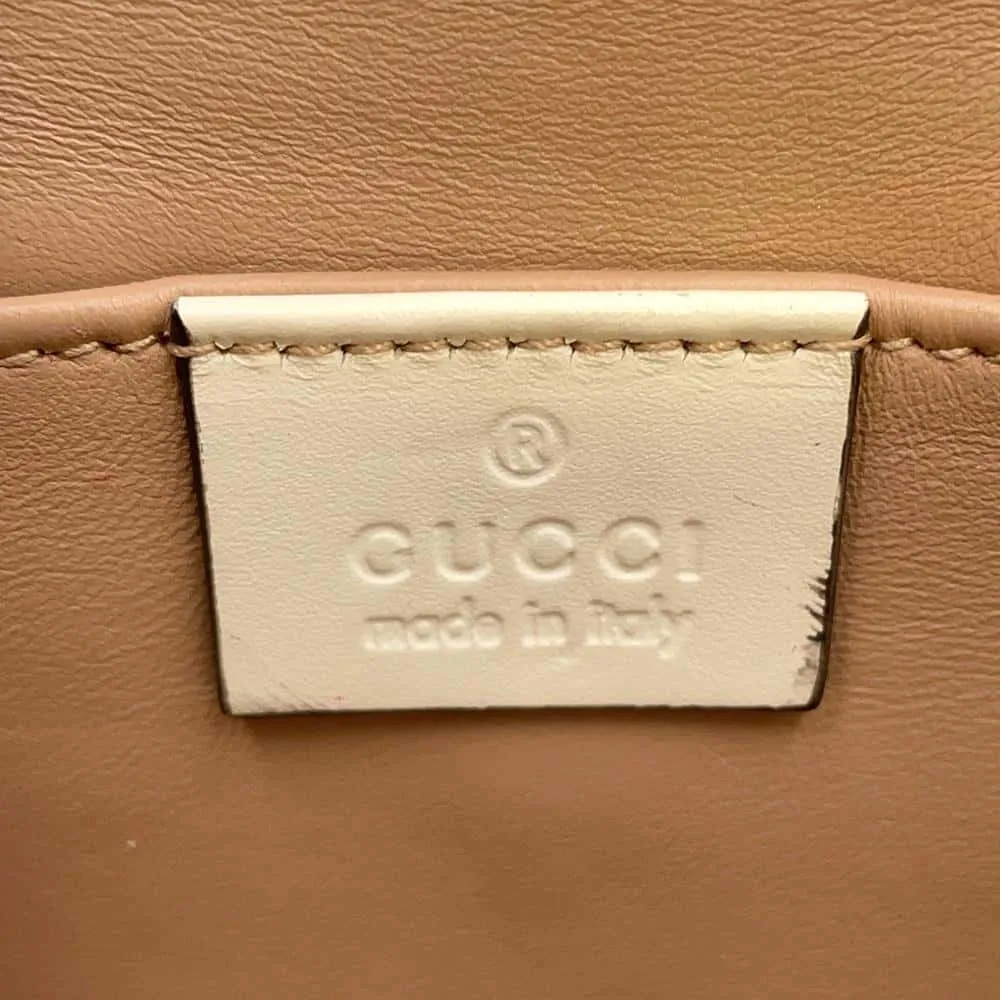 GUCCI Broadway ChainShoulder Bag White 453778 Leather Faux Pearl  Rhinestone