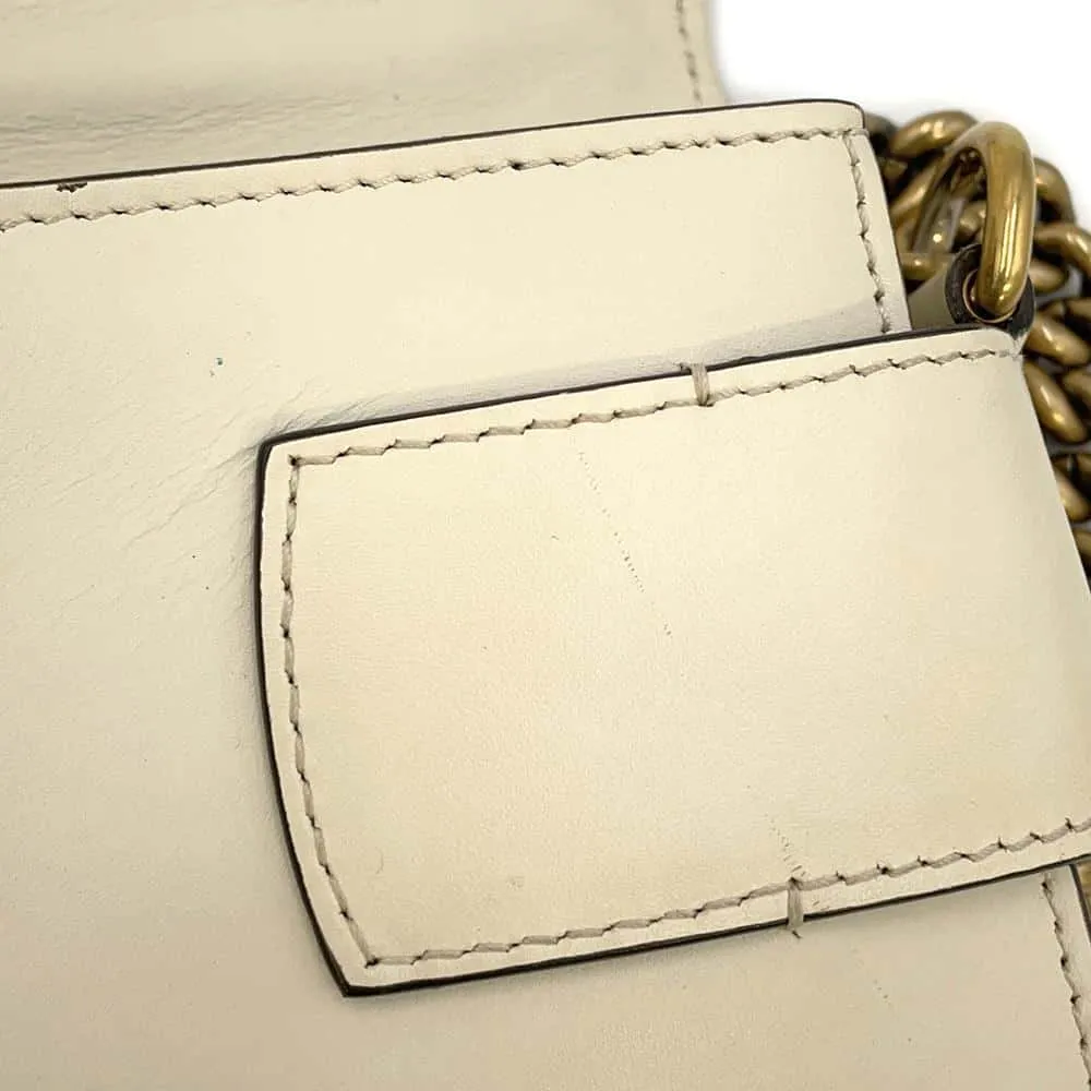 GUCCI Broadway ChainShoulder Bag White 453778 Leather Faux Pearl  Rhinestone