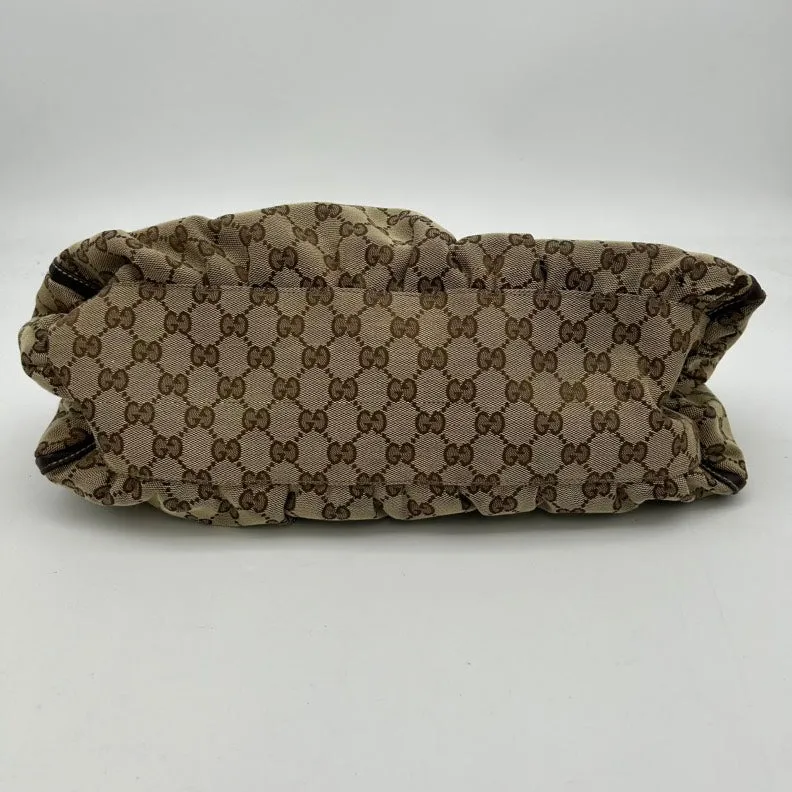 Gucci Brown Canvas Leather Shoulder Bag Medium