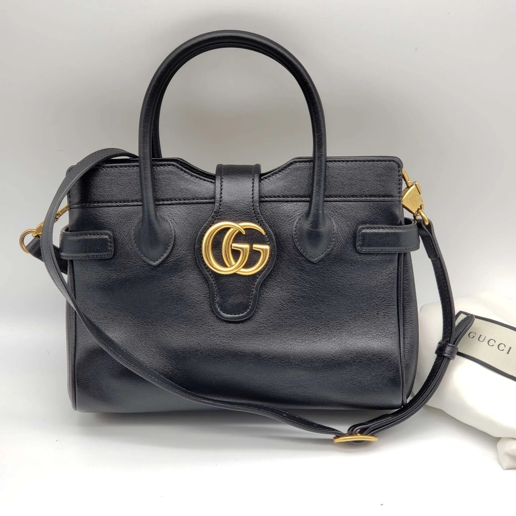 Gucci Calfskin New Sakai Lux Small Dahkia Top Handle Shoulder Bag
