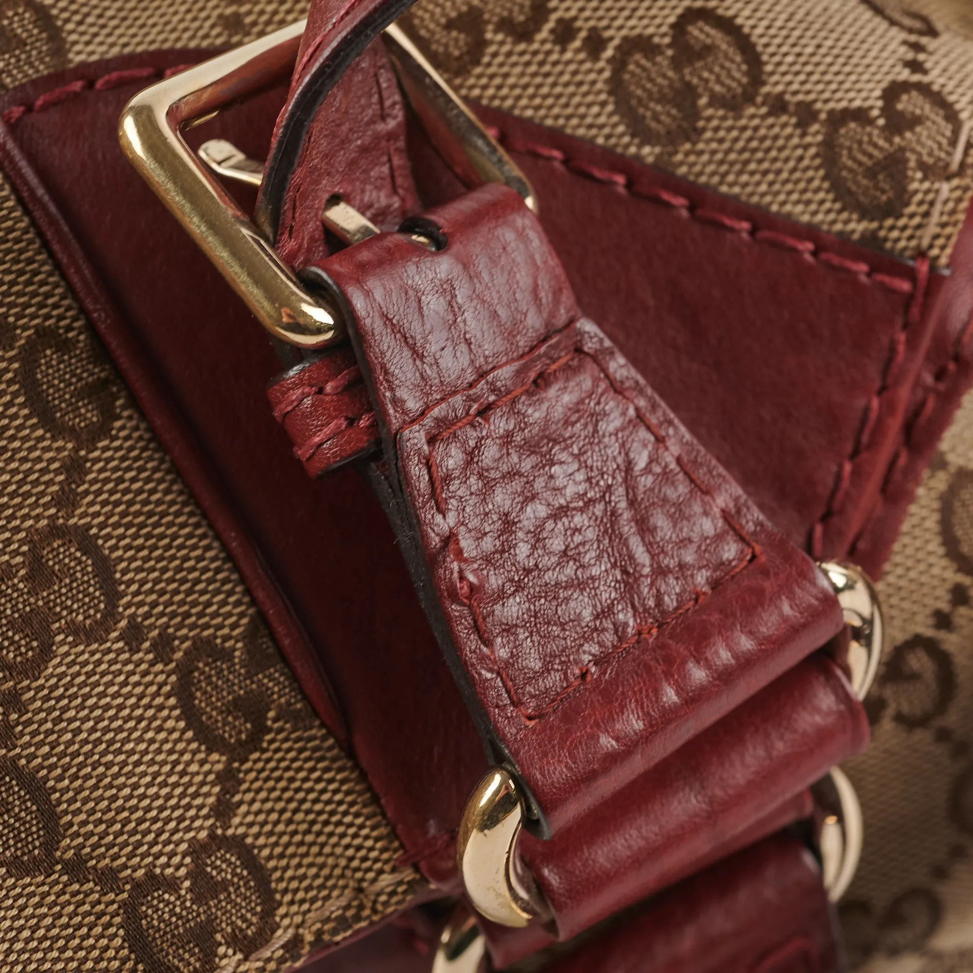 Gucci Canvas Shoulder Tote Dark Red