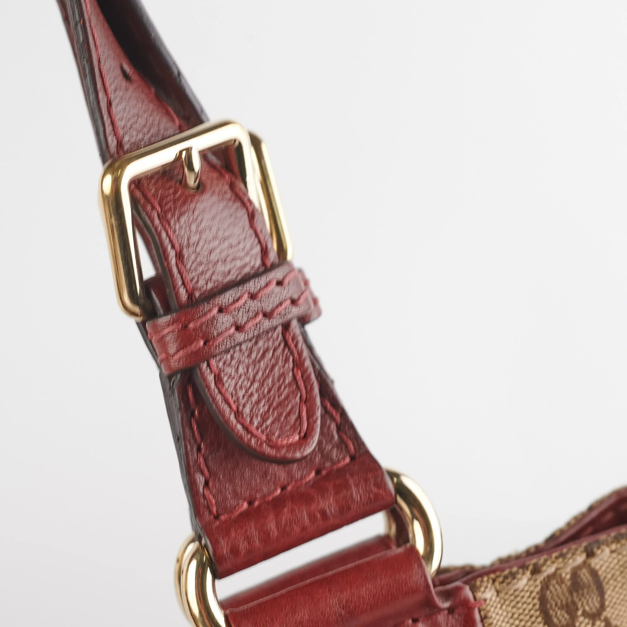 Gucci Canvas Shoulder Tote Dark Red
