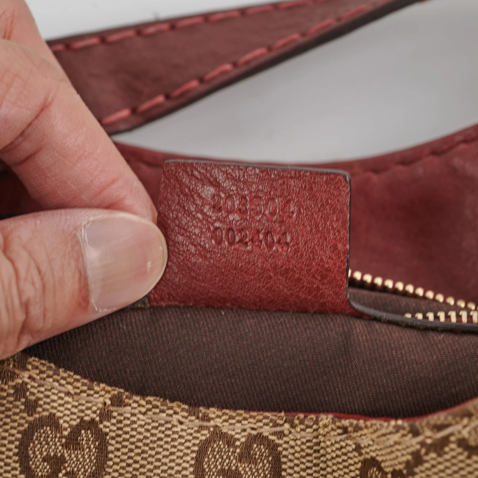 Gucci Canvas Shoulder Tote Dark Red