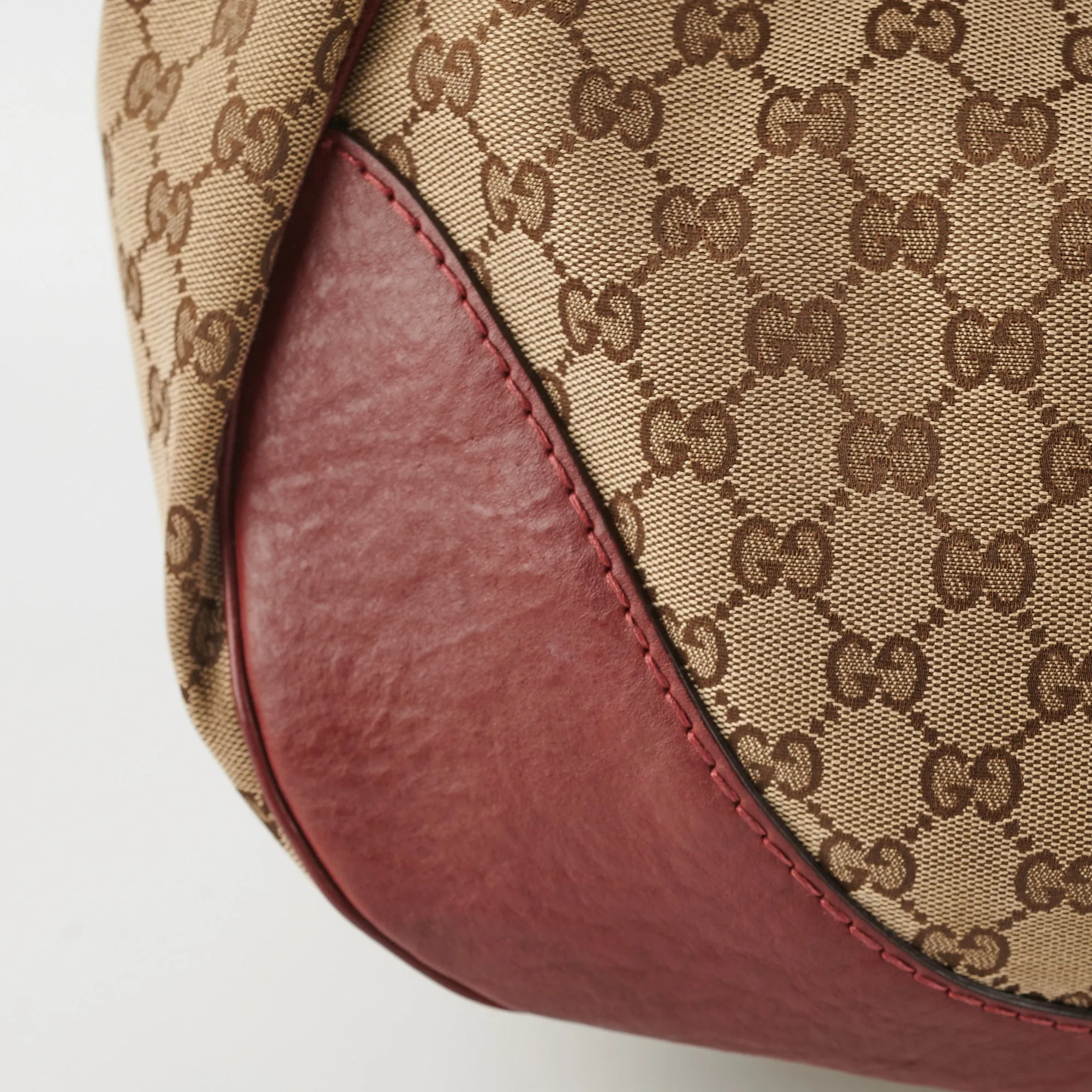 Gucci Canvas Shoulder Tote Dark Red