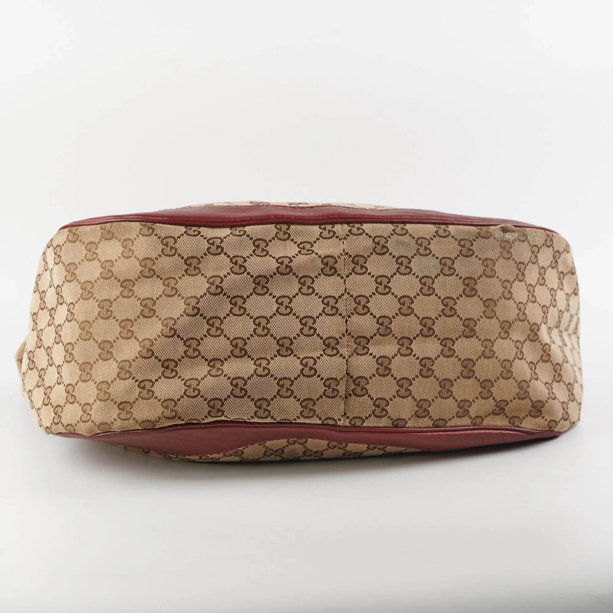 Gucci Canvas Shoulder Tote Dark Red