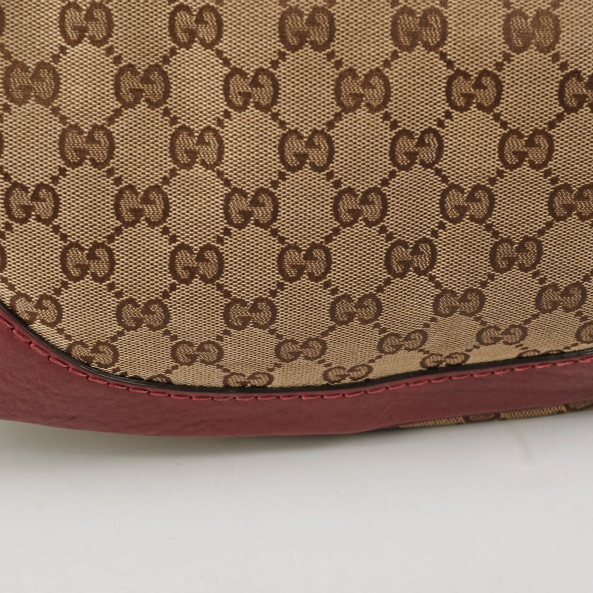 Gucci Canvas Shoulder Tote Dark Red