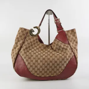 Gucci Canvas Shoulder Tote Dark Red