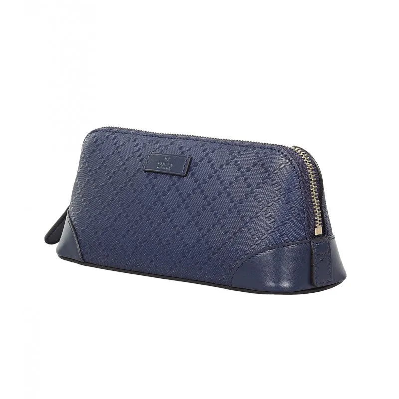 Gucci Dark blue leather diamante cosmetic case