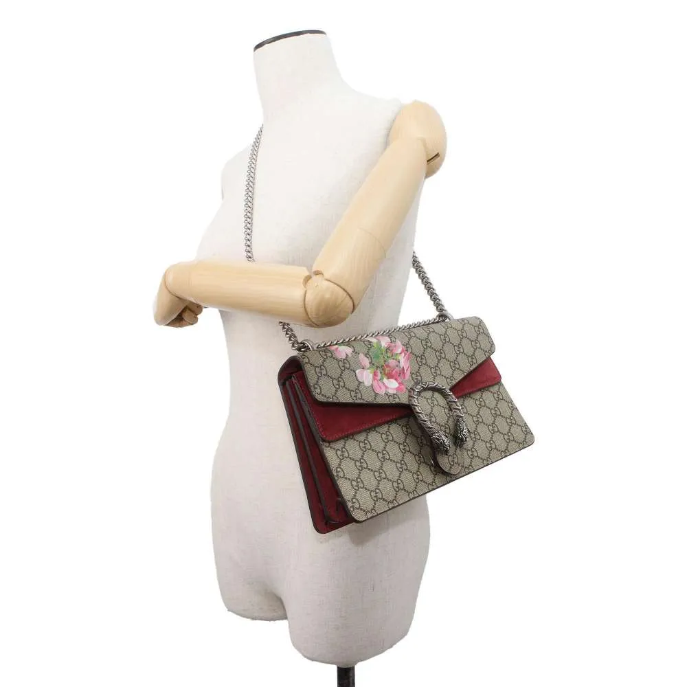 GUCCI Dionysus GG Blooms ChainShoulder Bag Brown/Red 400249 PVC suede