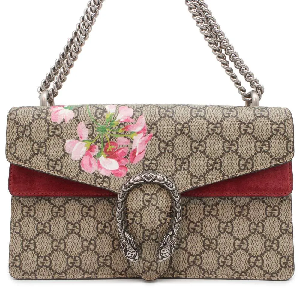 GUCCI Dionysus GG Blooms ChainShoulder Bag Brown/Red 400249 PVC suede