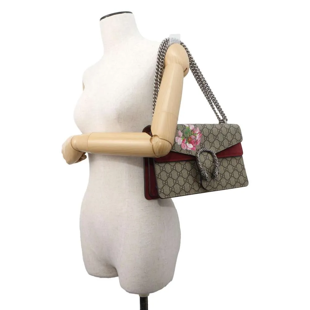 GUCCI Dionysus GG Blooms ChainShoulder Bag Brown/Red 400249 PVC suede