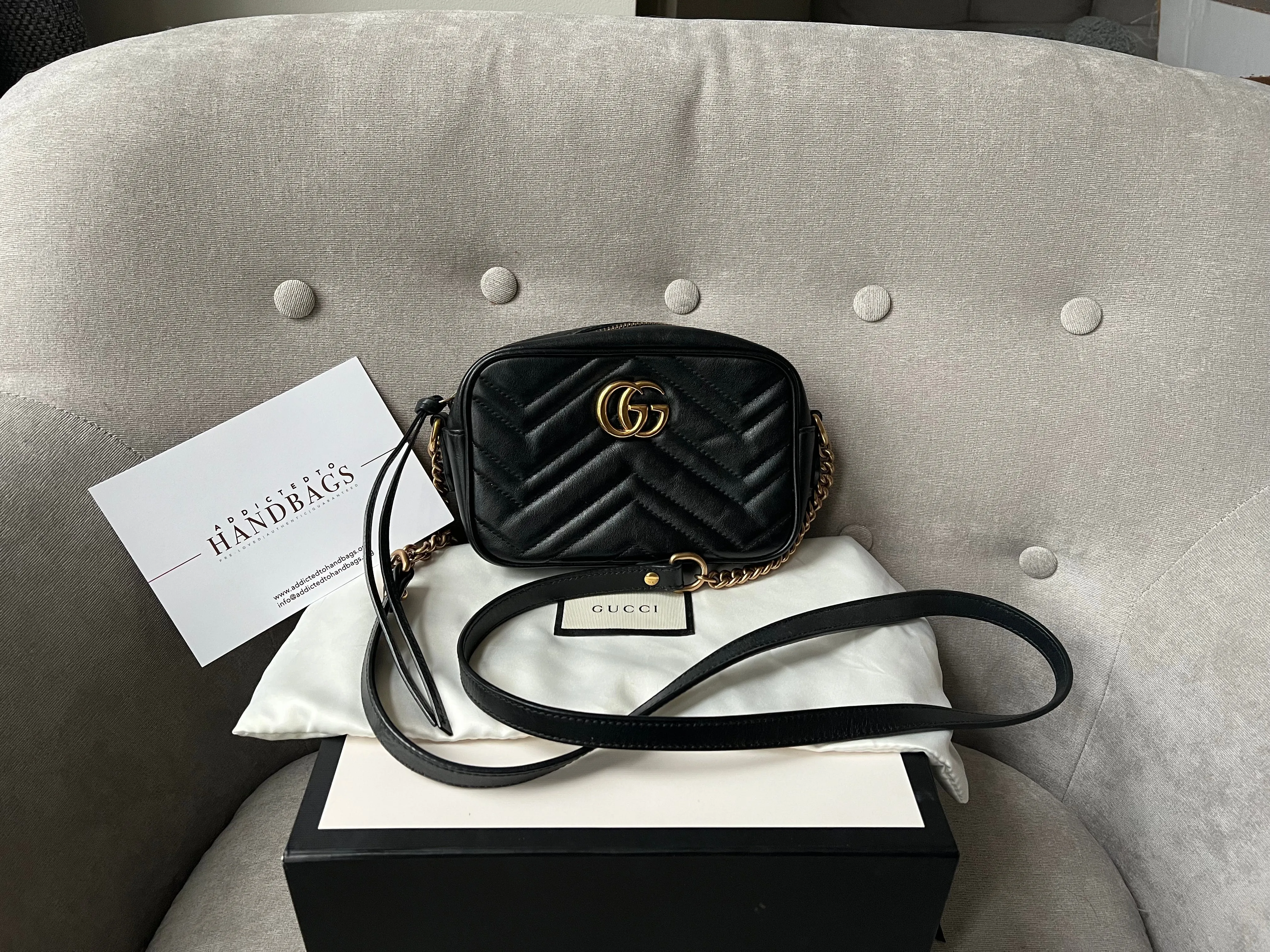 Gucci GG Black Marmont Mini Shoulder Bag (RRP 1,160)