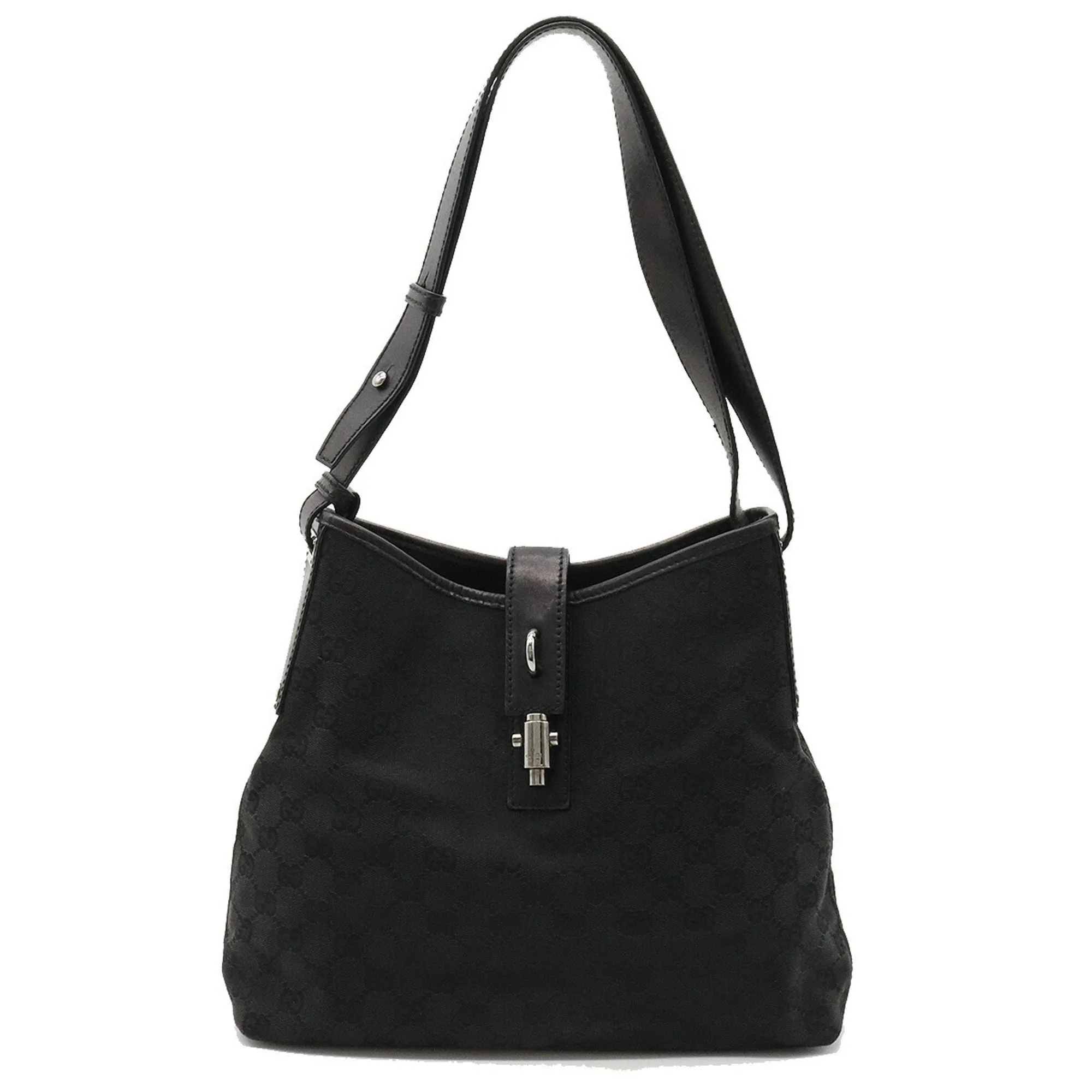 Gucci GG Canvas New Jackie Shoulder Bag Leather Black 110291