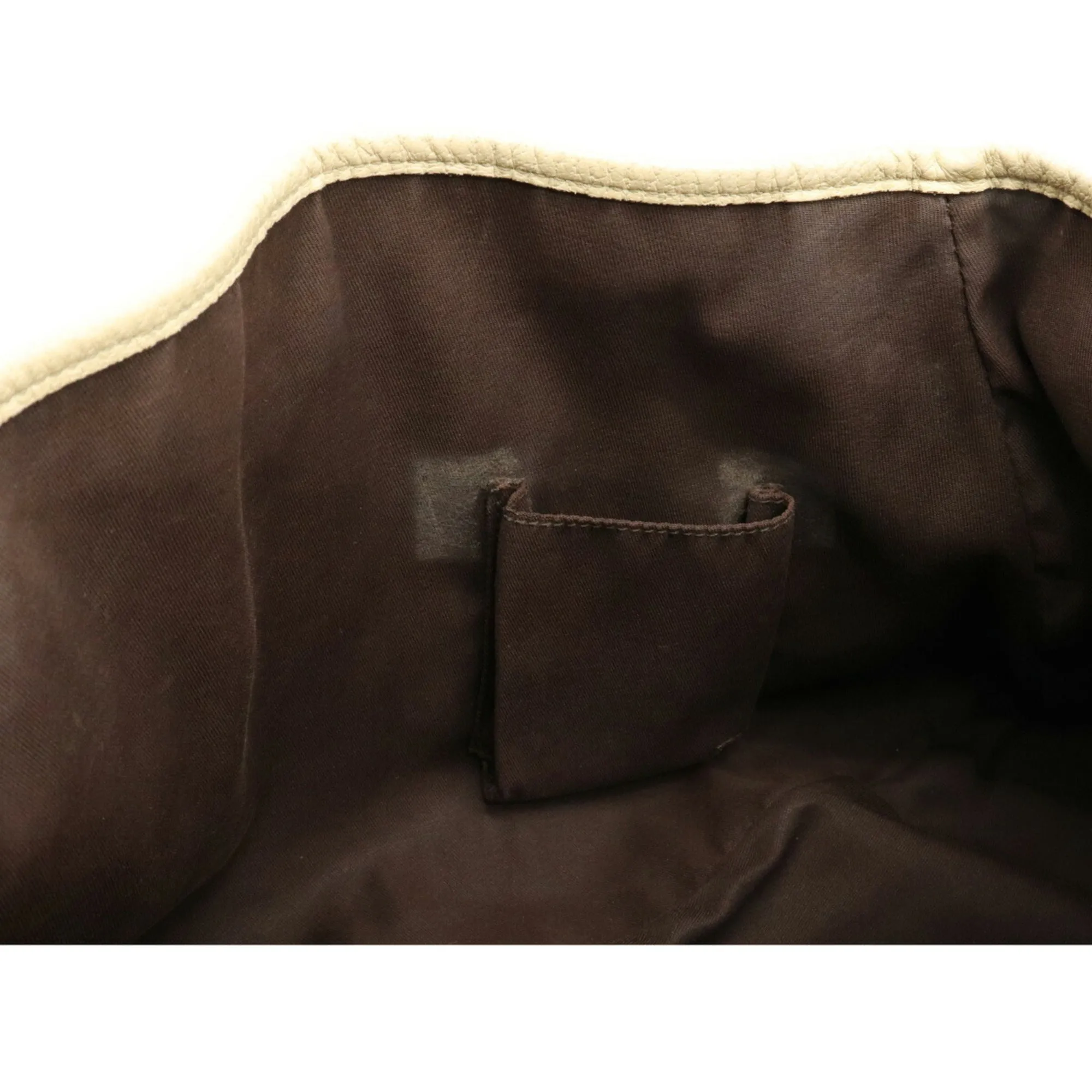 Gucci GG Canvas Tote Bag Shoulder Leather Khaki Beige Light 130736