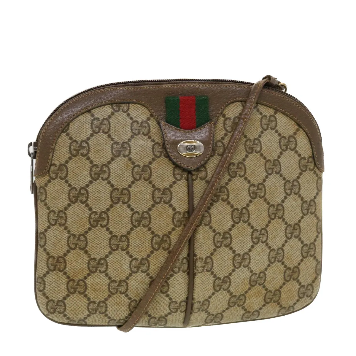 GUCCI GG Canvas Web Sherry Line Shoulder Bag Beige Red 904.02.047  44304