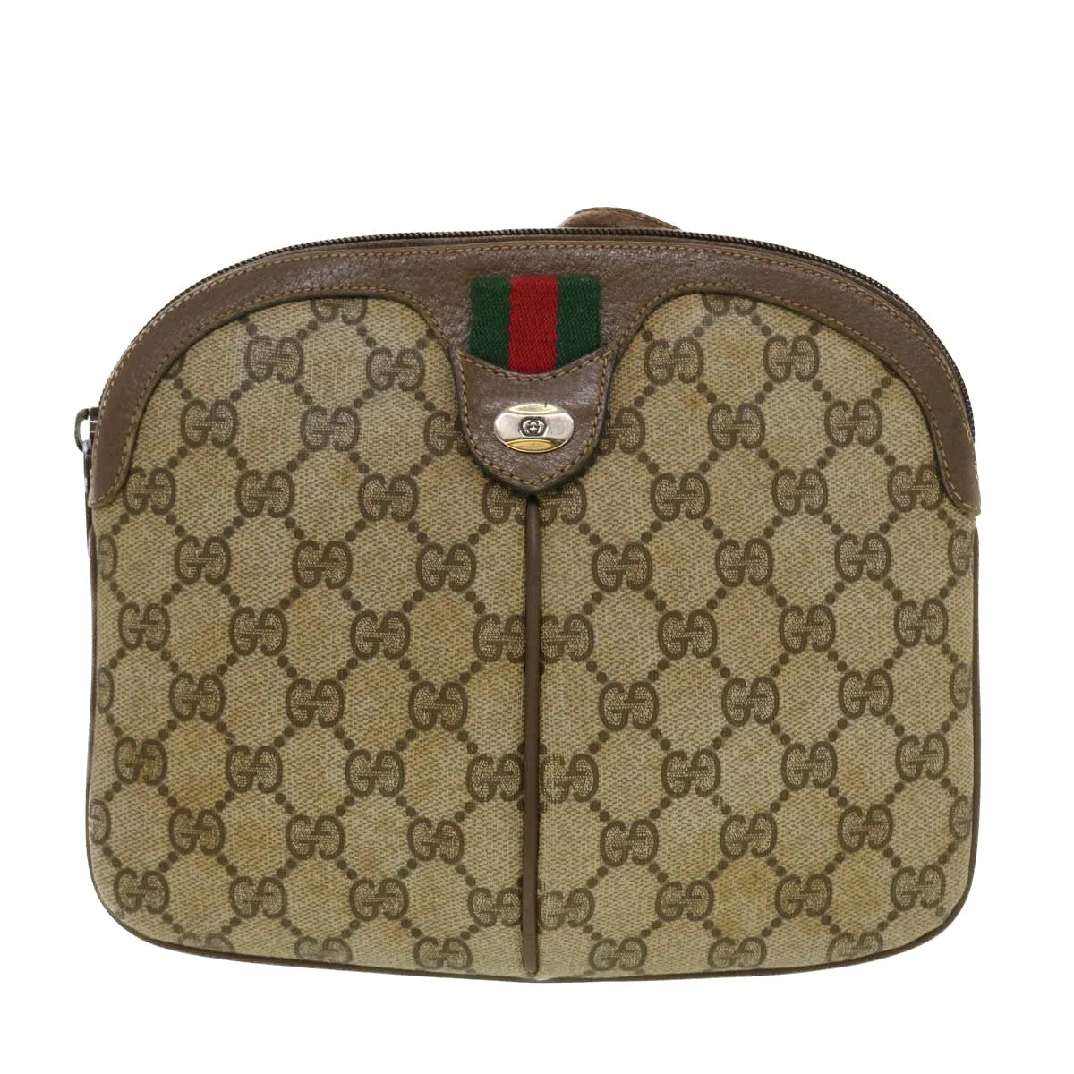 GUCCI GG Canvas Web Sherry Line Shoulder Bag Beige Red 904.02.047  44304