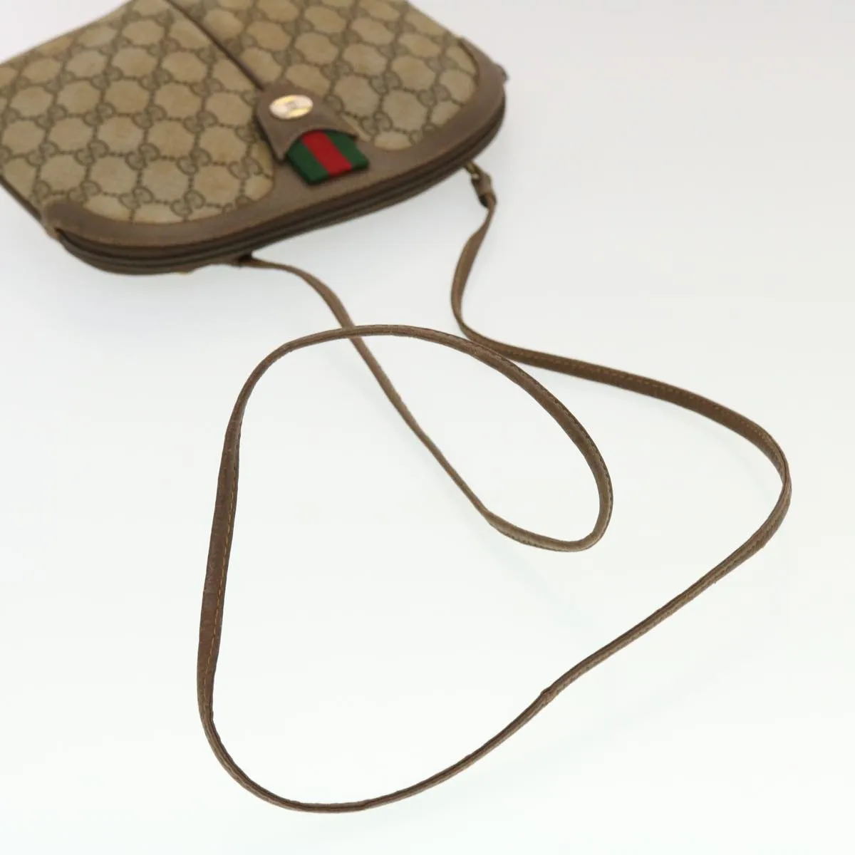 GUCCI GG Canvas Web Sherry Line Shoulder Bag Beige Red 904.02.047  44304