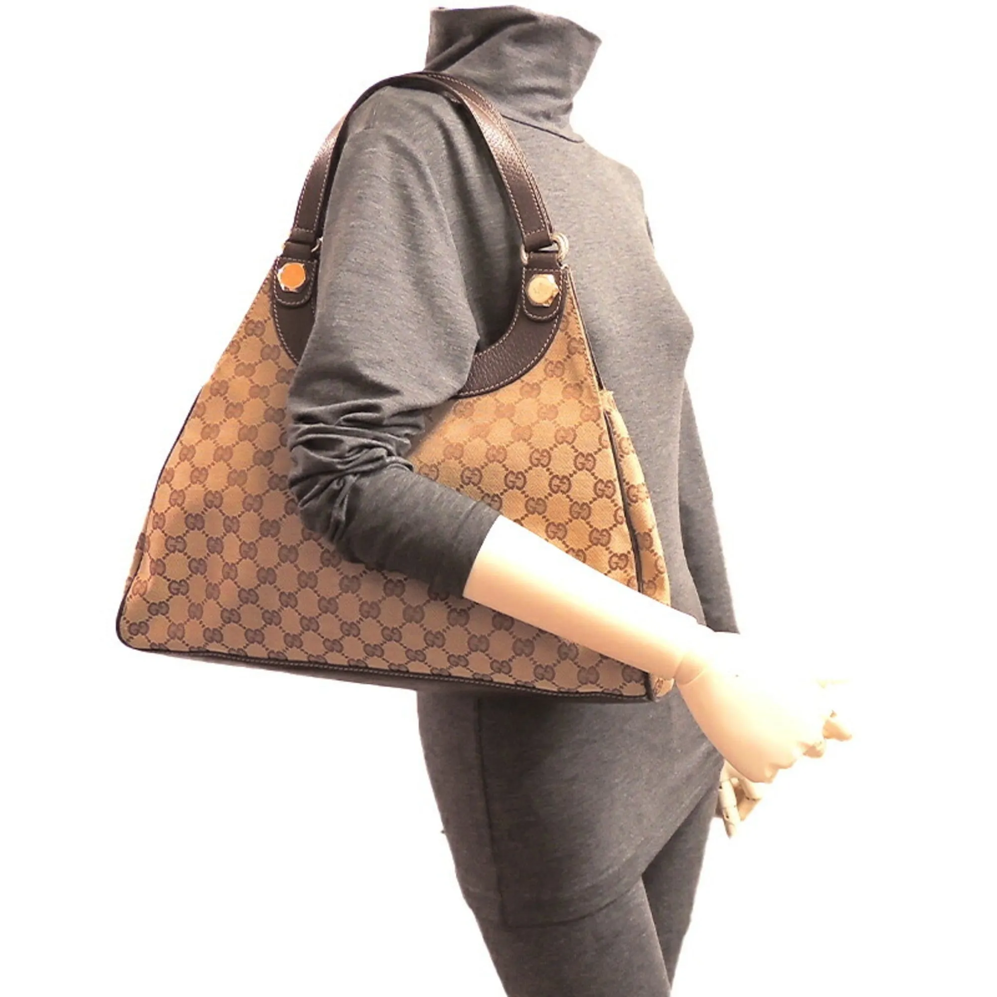 Gucci GG Canvas Women's Shoulder Bag 154981 Beige/Brown