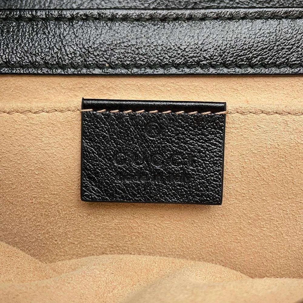 GUCCI GG Marmont ChainShoulder Bag Black/Beige 446744 Leather