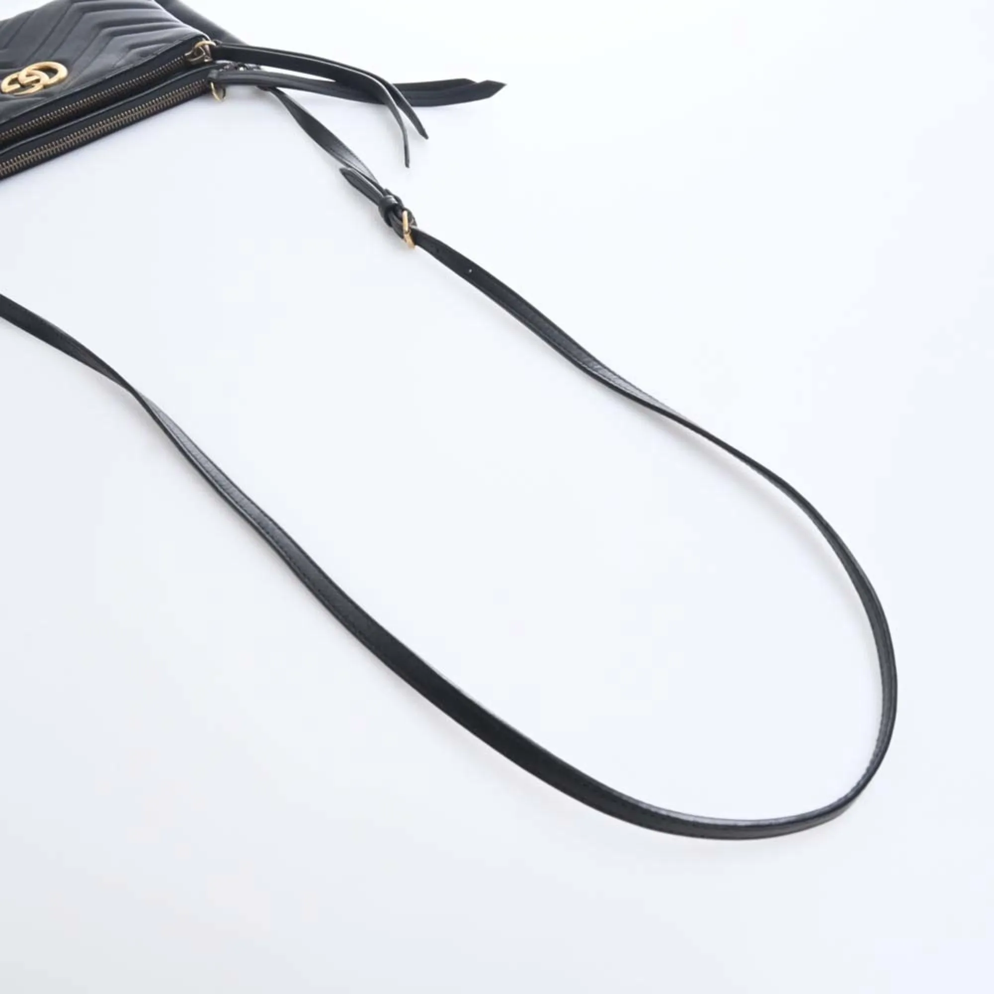 GUCCI GG Marmont Leather Shoulder Bag 453878 Black Women's